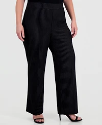 Anne Klein Plus Pinstriped Pull-On Pants