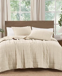 Brooklyn Loom Matte Cotton Velvet Box Stitch -Piece Quilt Set