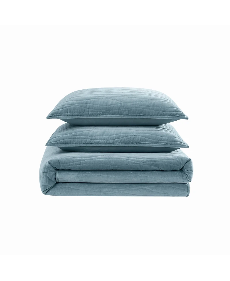 Royal Velvet Wavy Cotton Matte 3-Piece Quilt Set