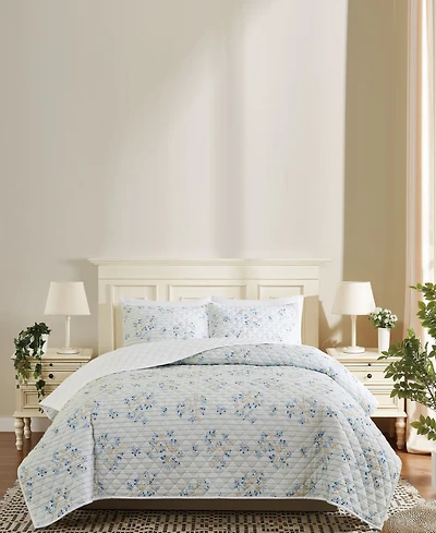 Cottage Classics Emma Floral 3-Piece Quilt Set, Full/Queen