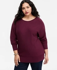 I.n.c. International Concepts Plus Boat Neck Raglan Sweater, Macy's Exclusive