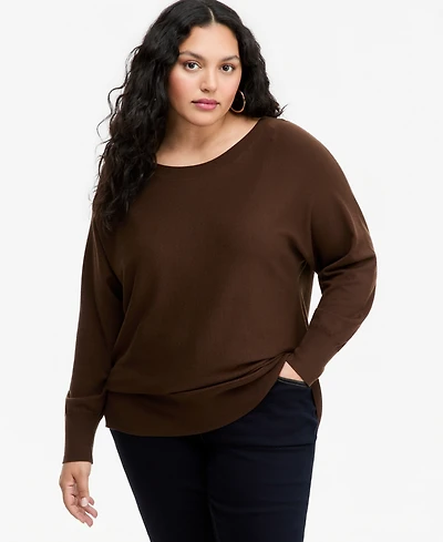 I.n.c. International Concepts Plus Boat Neck Raglan Sweater, Macy's Exclusive