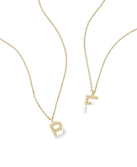 Cultured Pearl Pave Initial Necklace