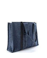 Pre-Owned Chloe Large Woody Tote Canvas with Leather