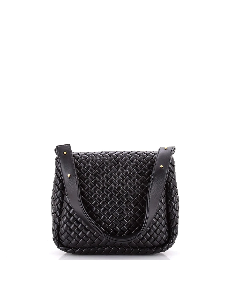Pre-Owned Bottega Veneta Small Cobble Flap Shoulder Bag Padded Intrecciato Leather