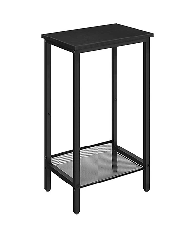 Slickblue Narrow Side Table with Mesh Shelves and Industrial Style Frame