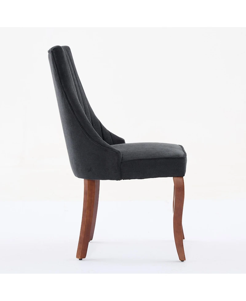 Clihome Rayon Cloth Flocking Linen Dining Chairs Channel Kitchen Dinner Chair Comfy Fabric Upholstered for Room