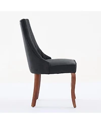 Clihome Rayon Cloth Flocking Linen Dining Chairs Channel Kitchen Dinner Chair Comfy Fabric Upholstered for Room