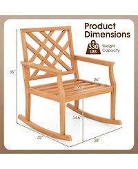 Slickblue Patio Rocking Chair in Teak Wood with Comfortable Slatted Design