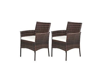 Mondawe 2 Pieces Outdoor Pe Rattan Armchairs with Removable Cushions