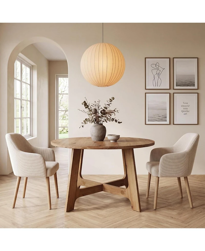 Tribesigns 47'' Solid Wood Round Dining Table, Round Dining Room Table with Wood Pedestal Base for 4 People