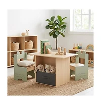 Slickblue Wooden Kids Table and Chairs Set with 2 Open Storage Compartments