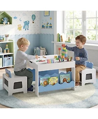 Slickblue Multi-Purpose Kids Table and Chairs Set with Reversible Tabletop