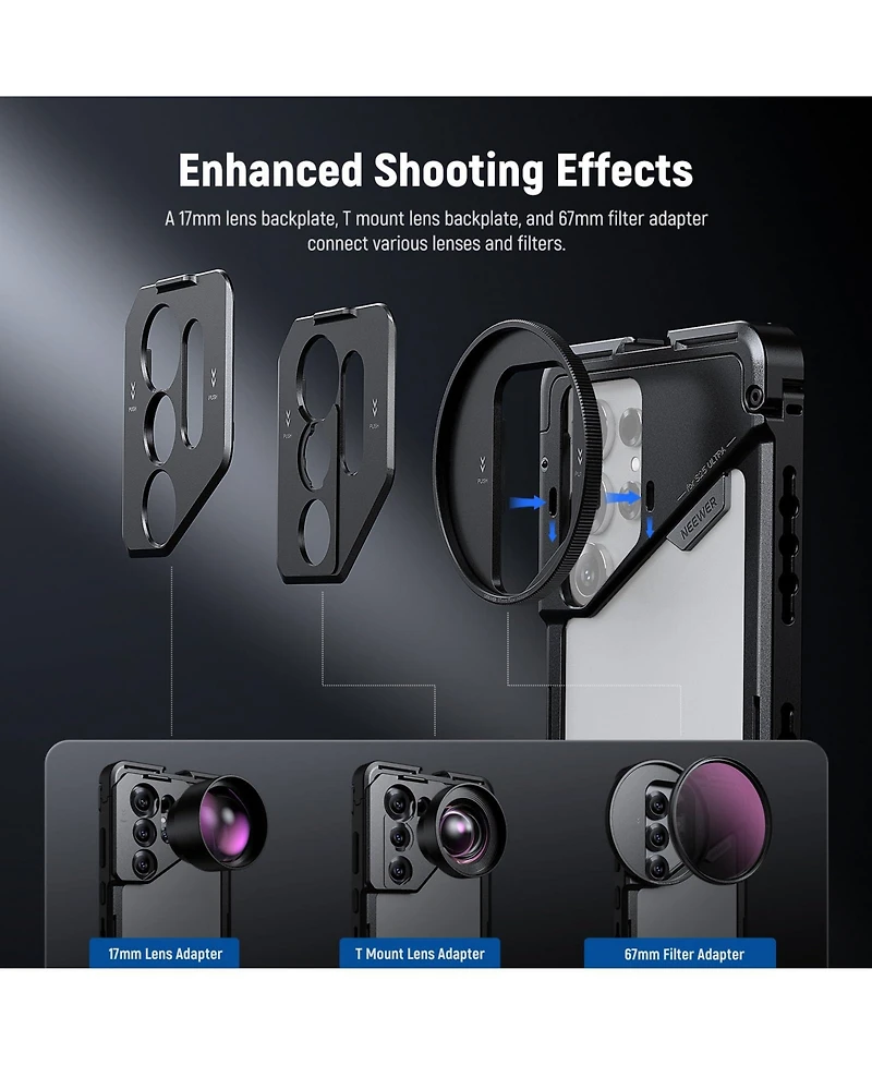 Neewer PA082 Camera Mounting Accessory with 2X for Samsung Galaxy S25 Ultra