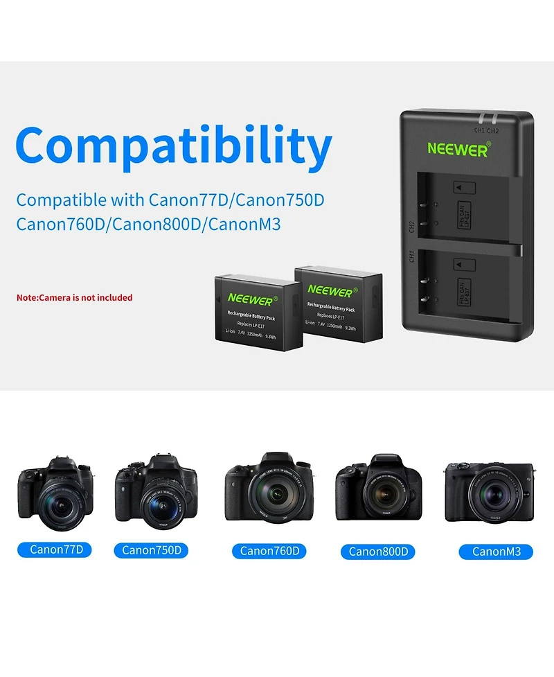 Neewer Lp-E17 Camera Battery and Charging Accessory for Canon Eos R50 R100 Rp R10 R8