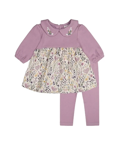 Deux par Baby Girl ( 3M to 24 M ) Cotton Dress and Legging Set with Heart Print