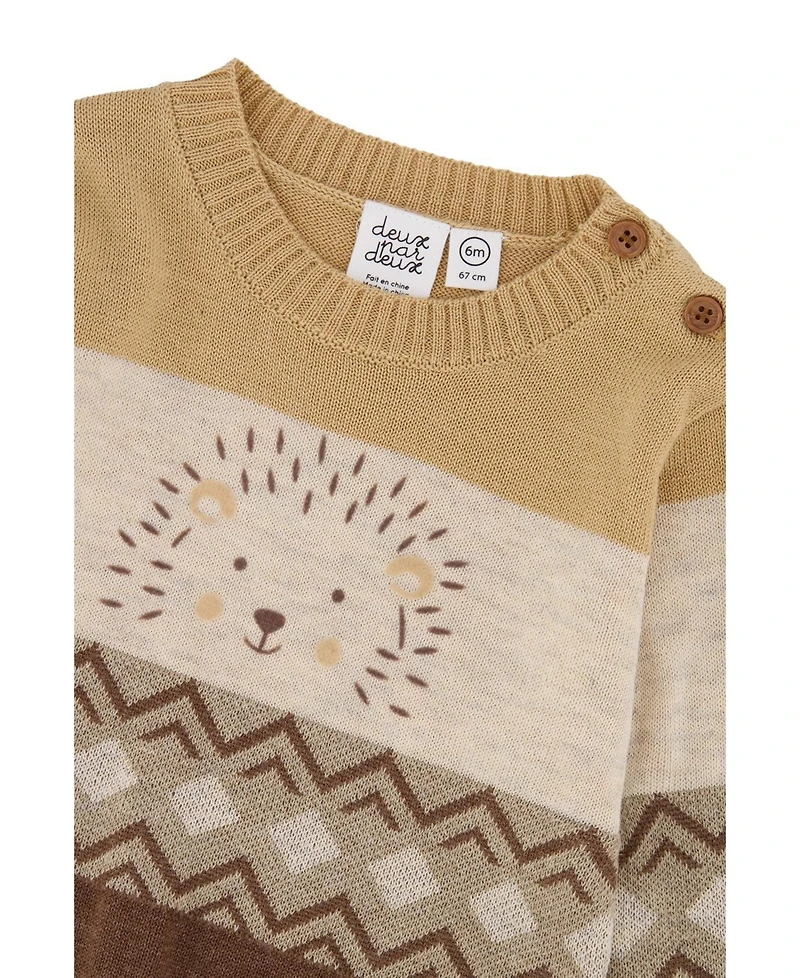 Deux par Baby Boys ( 3M to 24 M ) Knitted Sweater and Pants Set Cinnamon