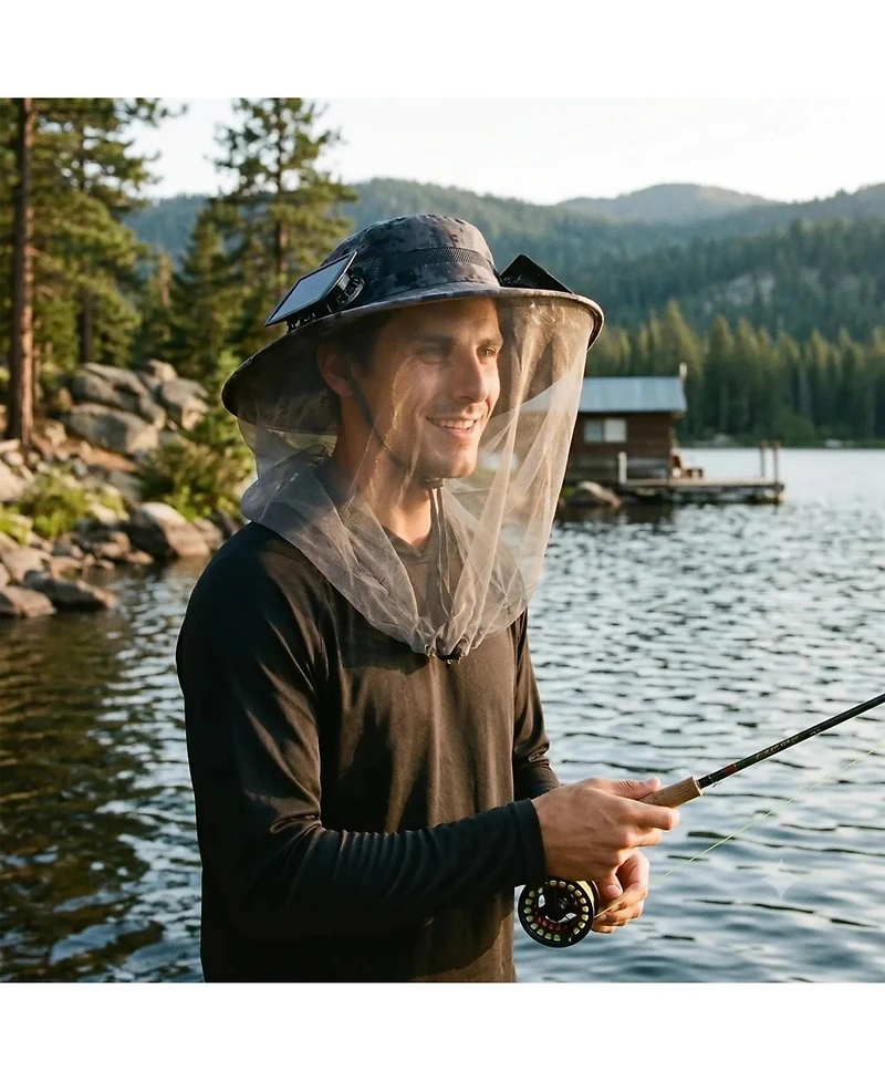 Ayamaya Solar Fan Hat with Mosquito Net, Upf 50+ Sun Protection and Dual Cooling Fans for Outdoor Activities