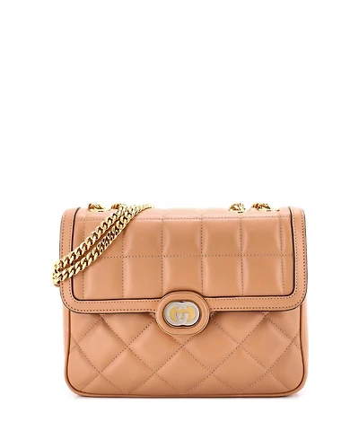 Pre-Owned Gucci Small Deco Chain Flap Bag Mixed Matelasse Leather
