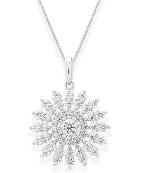 Macy's Cluster Diamond Pendant Necklace (1 ct. t.w.) in 14k White Gold
