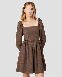 French Connection Women's Diana Square Neck Long-Sleeve Fit-and-Flare Mini Dress