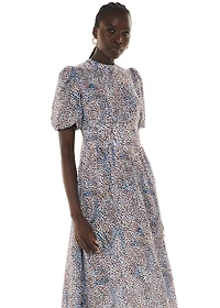 Whistles Women's High Neck Fit and Flare Midi Dress