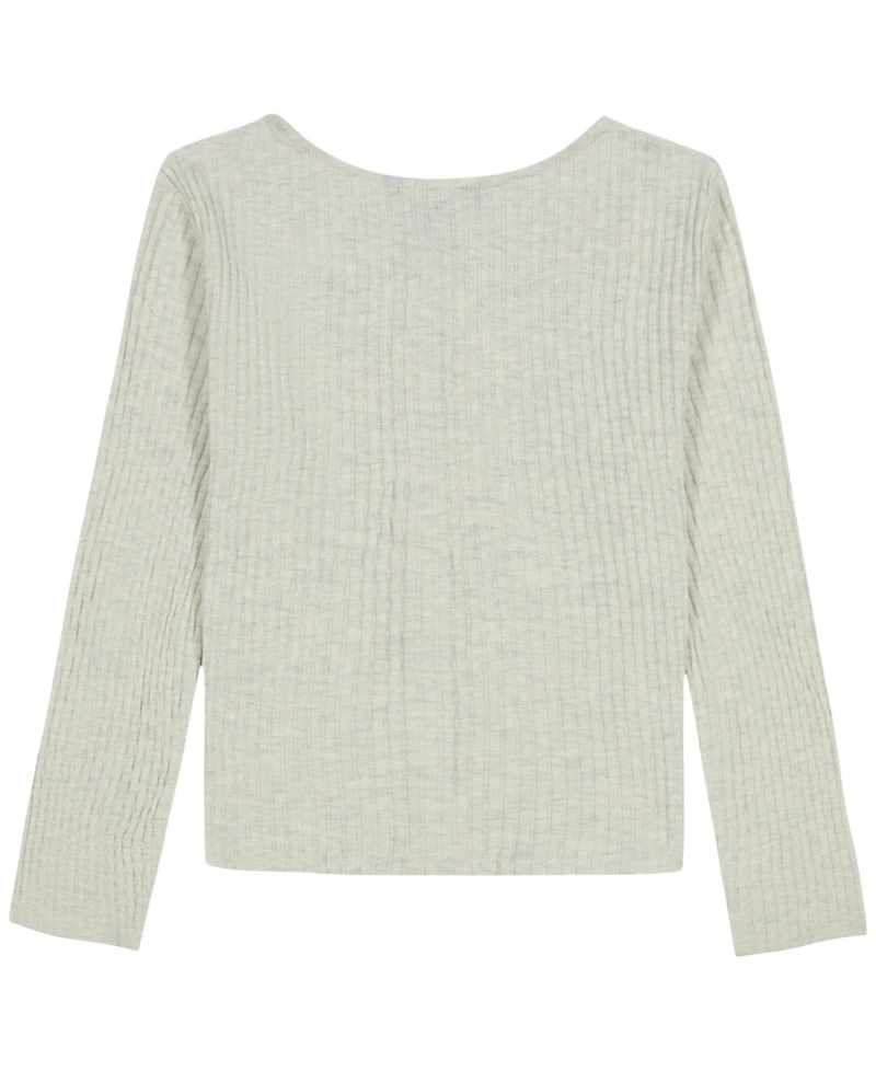 Tommy Hilfiger Girls' 7-16 Pointelle Rib Long-Sleeve Top