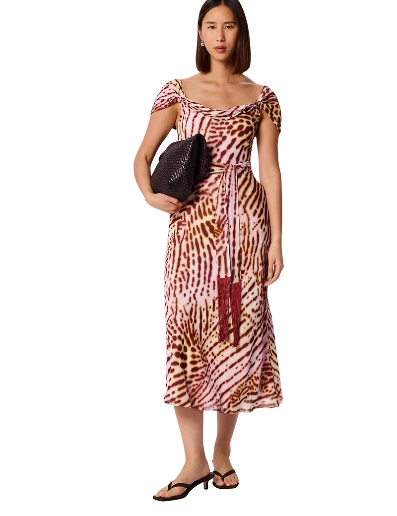 Whistles Women's Orchid Print Scarf Midi Dress