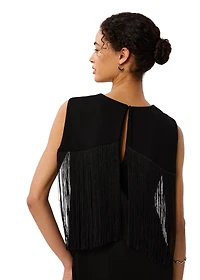 Whistles Women's Back Fringe Detail Midi Dress