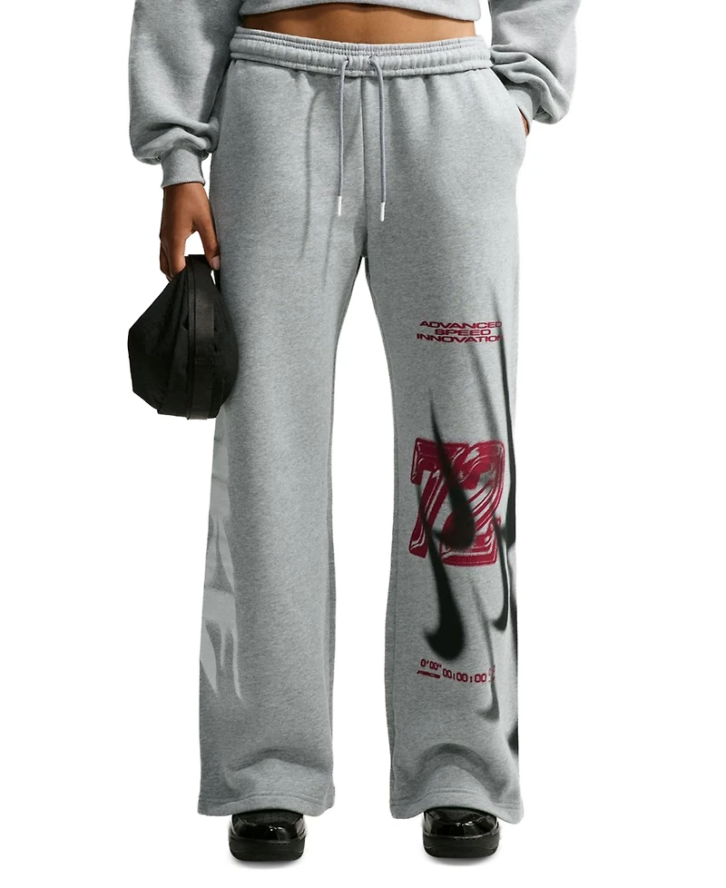 Nike Studio Women's Fleece Medium Weight Oversized High-Rise Straight-Leg Graphic Pants