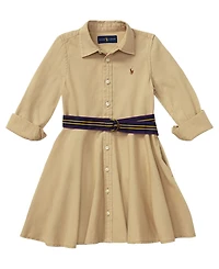 Polo Ralph Lauren Toddler and Little Girls Belted Chino Cotton Shirtdress