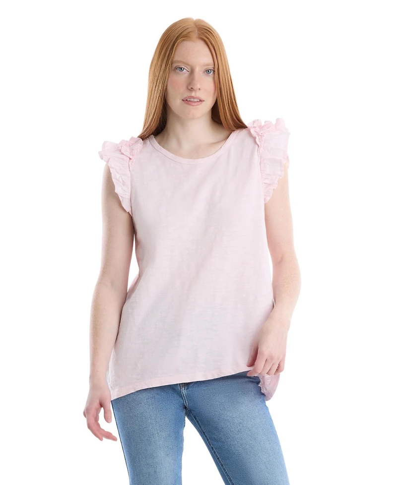 Wilt Women's Ruffle Shoulder Tank Tee