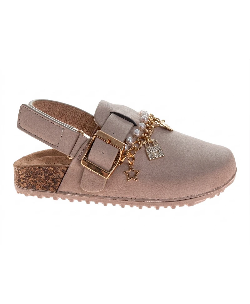 Laura Ashley Big Girls Slingback Clogs - (7-12) Charm Fashion Shoes with Adjustable Buckle Strap (Toddler/LIttle Kid)
