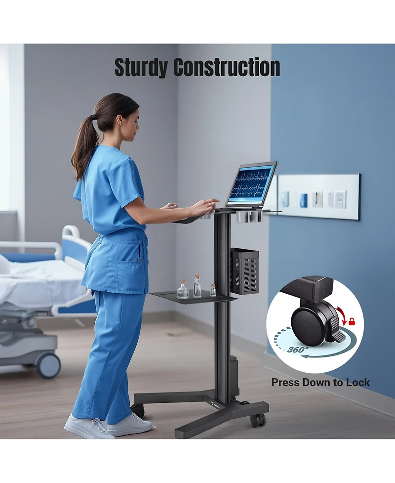 Yescom NexusX MedEvolve 2 Tiers Medical Trolley Mobile Medical Cart Rolling Cart Lab Dental Office