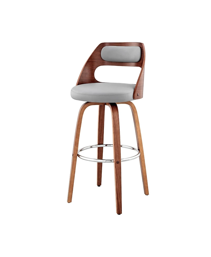 HomeRoots 26" Faux Leather Counter Height Swivel Bar Chair