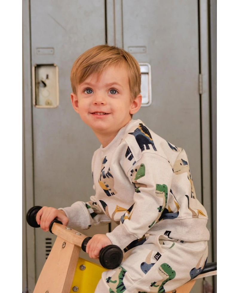 Deux par Deux Little Boys (6-8) Fleece Sweatshirt Dinosaur Print
