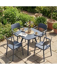 Gymax Square Outdoor Dining Table All-Weather Plastic Patio Bistro Table for 4