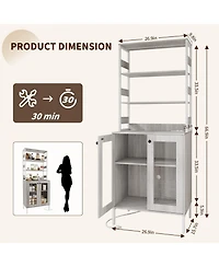 gaomon 67 Inch Home Bar Cabinet, Wine Storage with Built-in Power Outlets, Led Lighting for Living Room