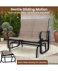 Slickblue Outdoor Glider Bench for 2 People with High Backrest and Smooth Glide