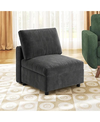 gaomon Large Ottoman for Modular Sofa, 29.5" Corduroy Pouf Ottoman with Spring Cushion, Rectangle Foot Rest for Couch