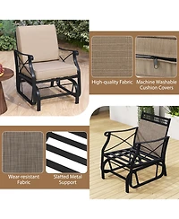 Slickblue Outdoor Rocking Glider Chair with Thick Seat Cushions and Metal Frame