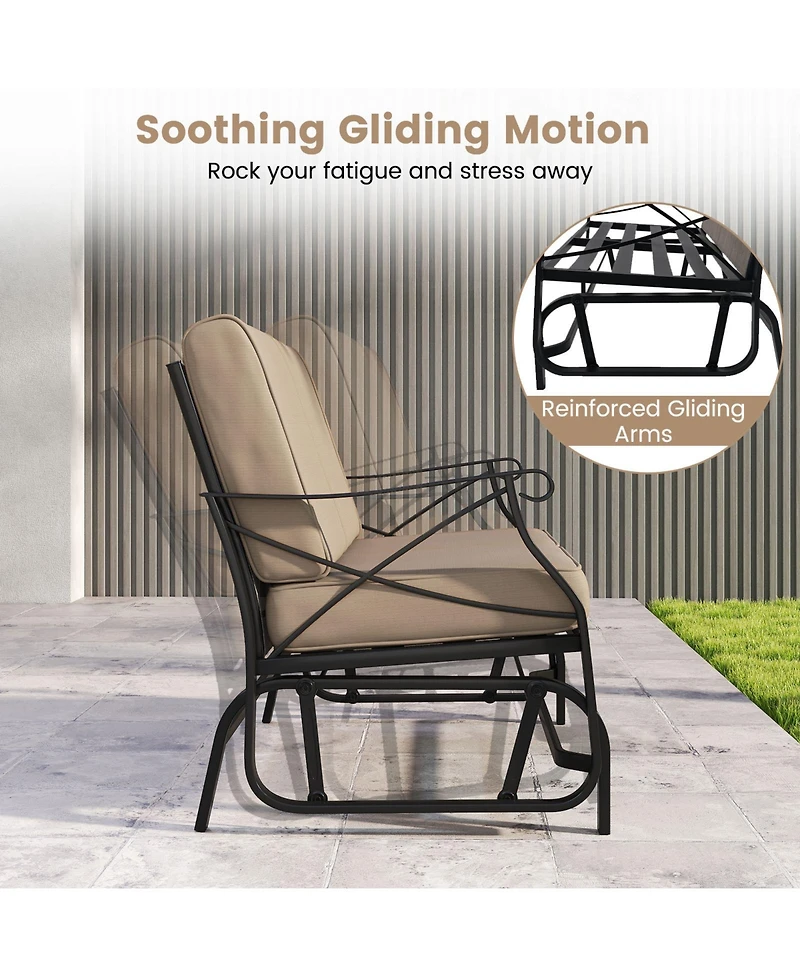 Slickblue Patio Loveseat Glider Chair with Thick Cushions and Metal Frame