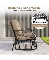 Slickblue Patio Loveseat Glider Chair with Thick Cushions and Metal Frame