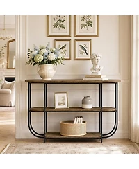 Tribesigns 63" Entryway Table, 3-Tier Narrow Console Table with Curved Metal Frame, Modern Vintage Sofa Foyer Furniture