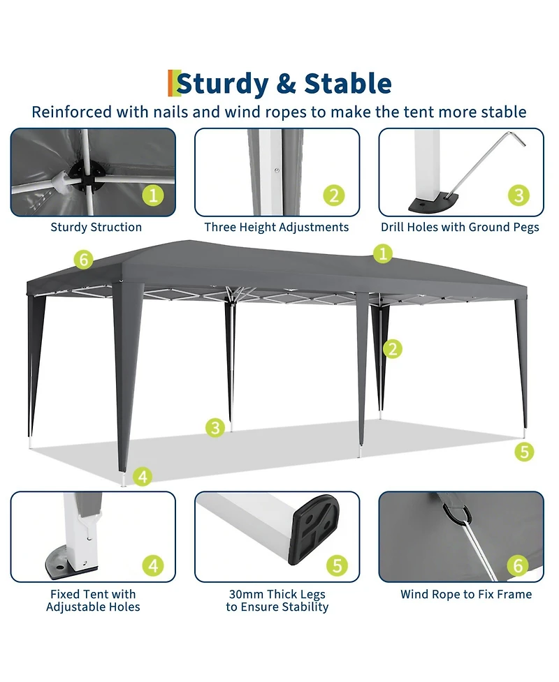 Homfan Oxford Fabric Cantilevered Folding Shelter with Eaves, Outdoor Pop-Up Camping Canopy for Patio Beach Backyard