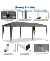 Homfan Oxford Fabric Cantilevered Folding Shelter with Eaves, Outdoor Pop-Up Camping Canopy for Patio Beach Backyard
