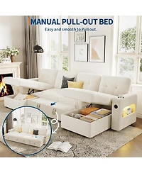 gaomon Modular Sofa with Storage, 107" Sleeper Sofa Bed Sectional Cloud Couch