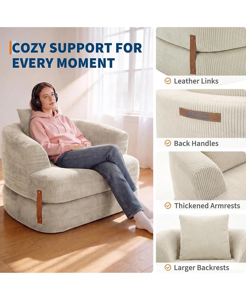 homfan 3-in-1 Folding Memory Foam Sofa Bed, Convertible Floor Futon Chair with Washable Cover