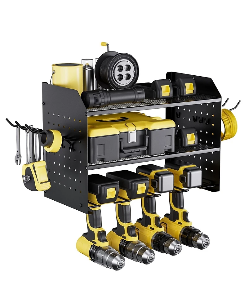 Xdovet Power Tool Organizer Wall Mount Drill Holder Pegboard Rack Hooks Workshop Storage