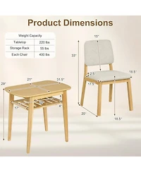 Slickblue 3 Piece Kitchen Dining Table Set with Upholstered Chairs for 2 Person